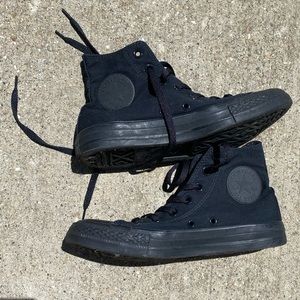 Converse black on black high tops women’s size 7.5